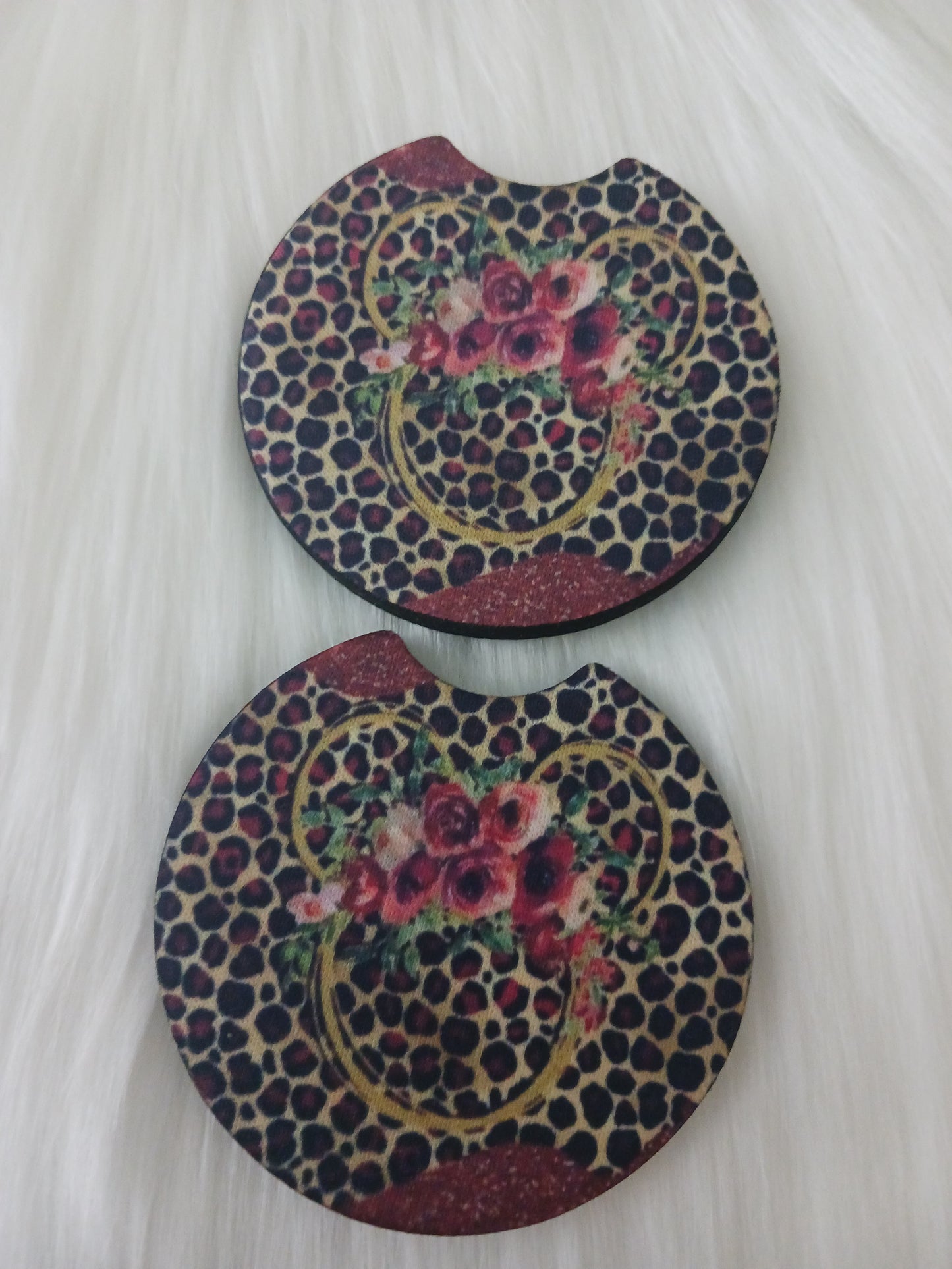 Mouse animal print car coasters