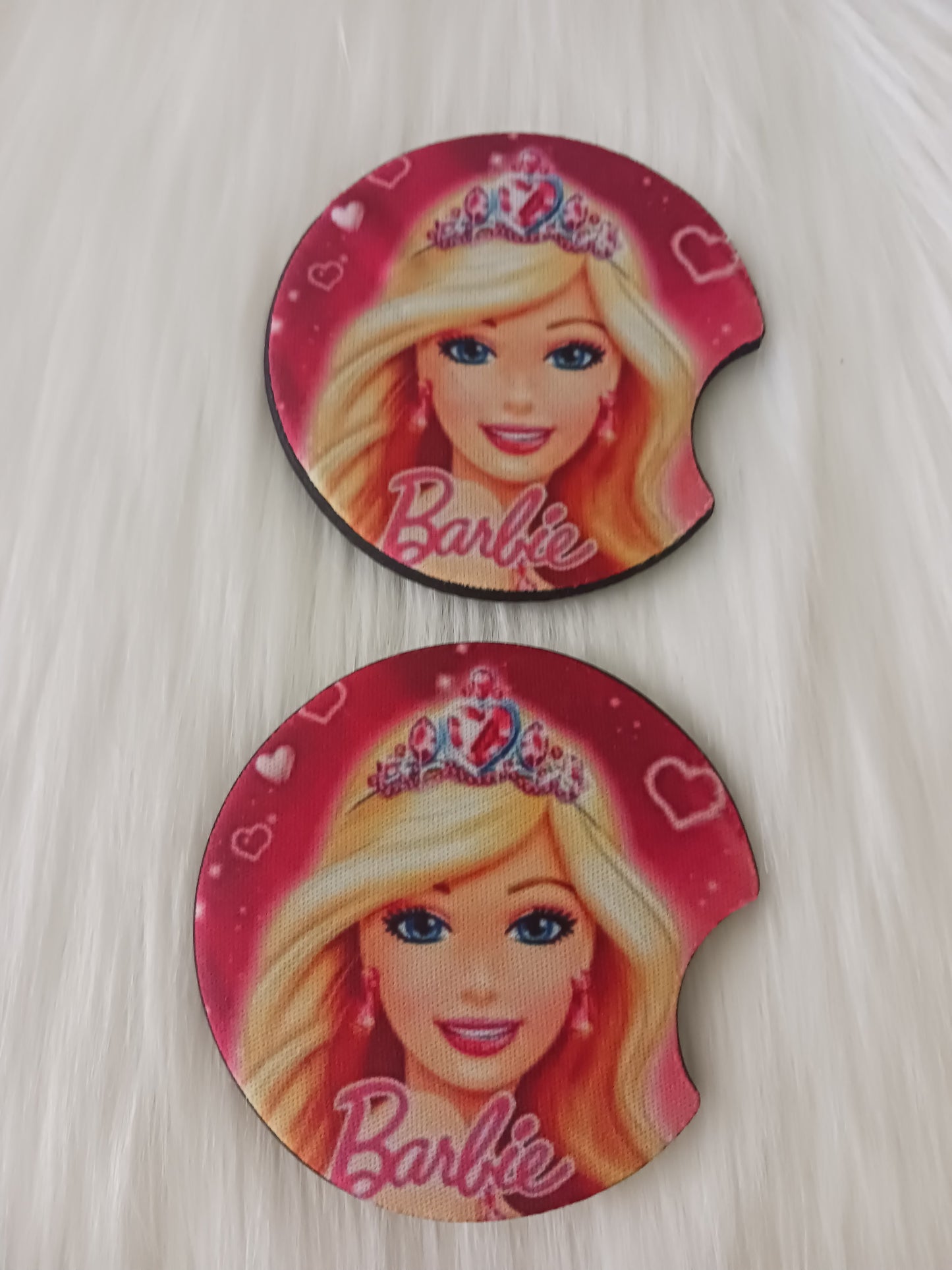 Barb pink doll car coasters