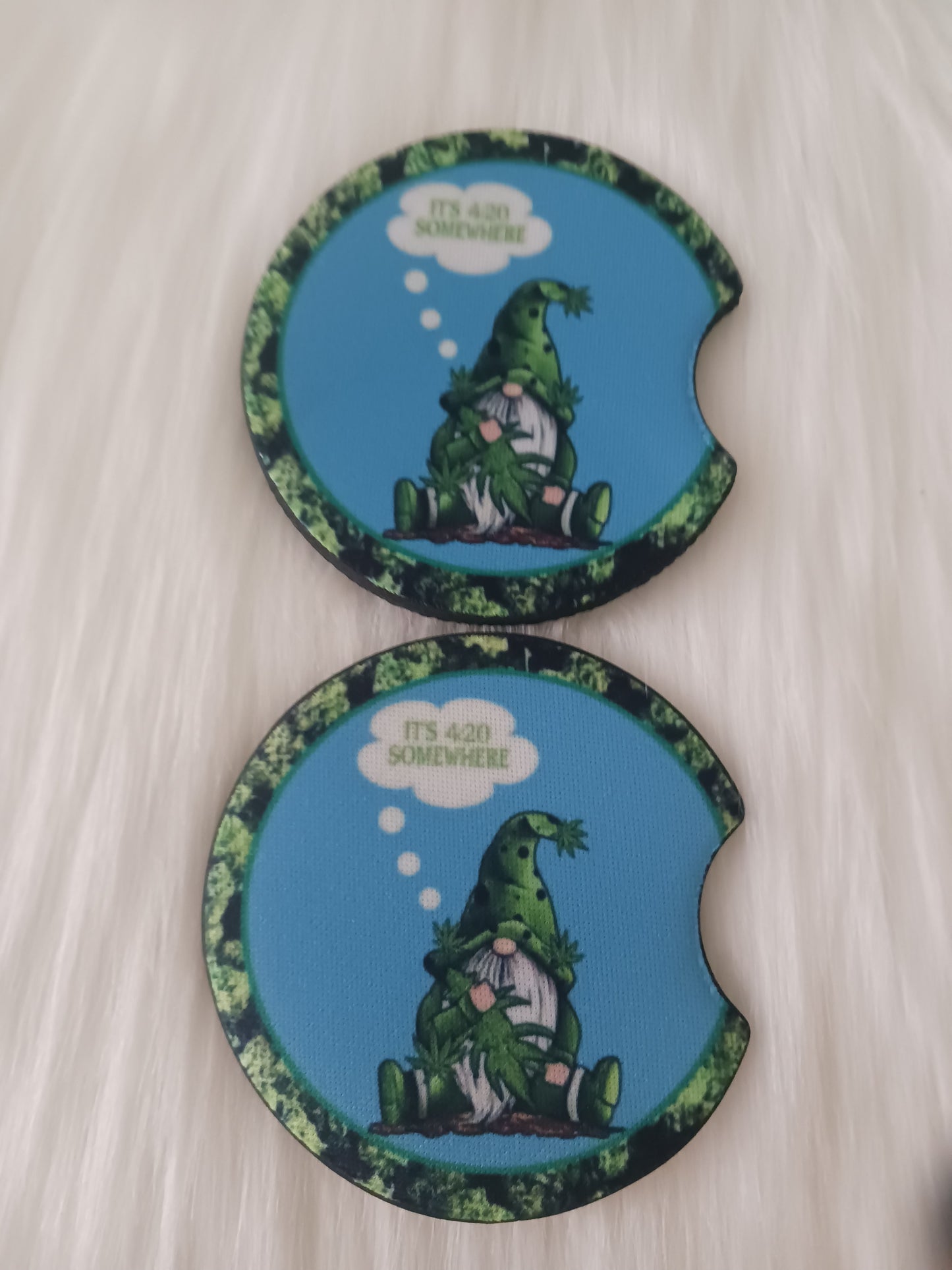 4:20 somewhere gnome car coasters