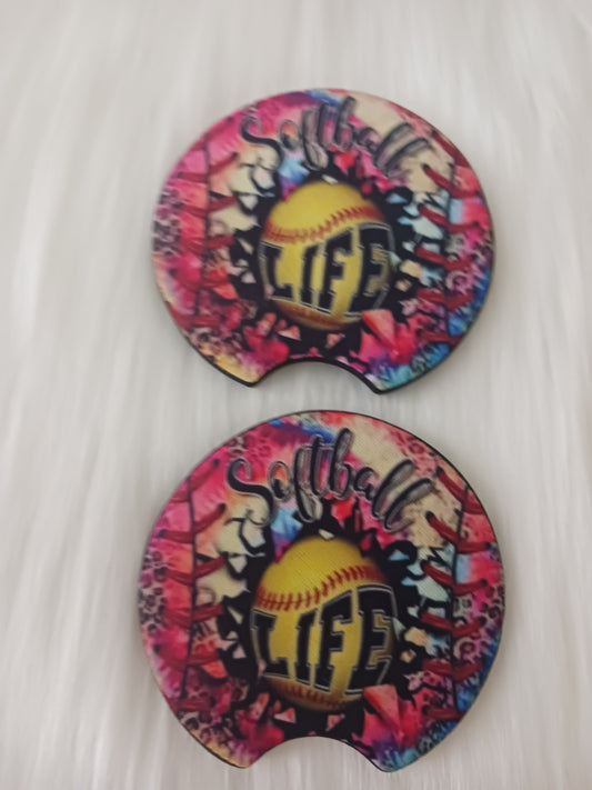 Softball life car coasters