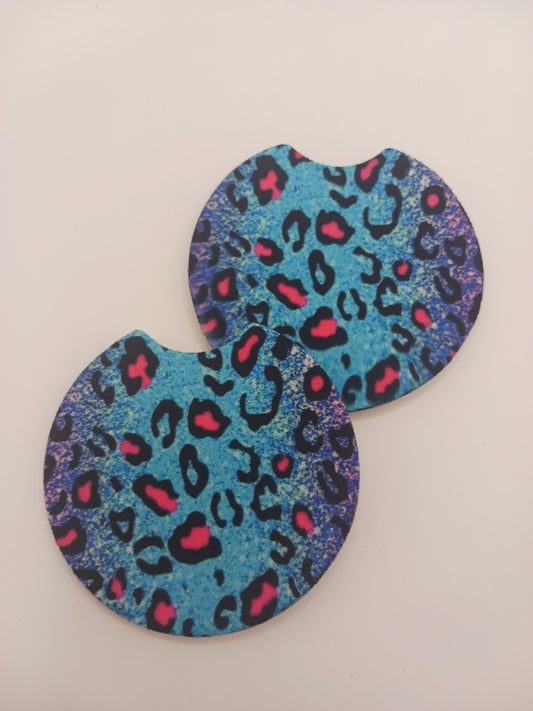 Colorful animal print car coasters