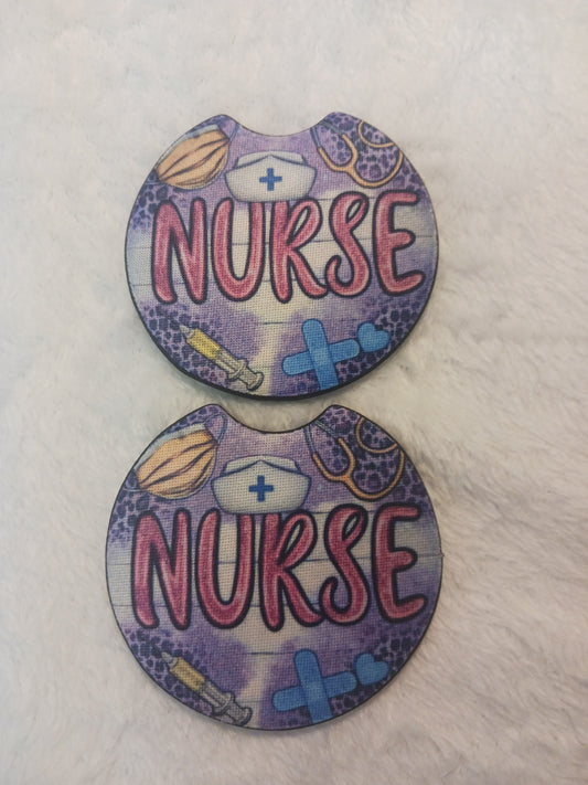 Purple nurse car coasters