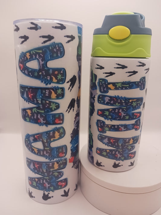 Mama and mini dinosaur tumbler set