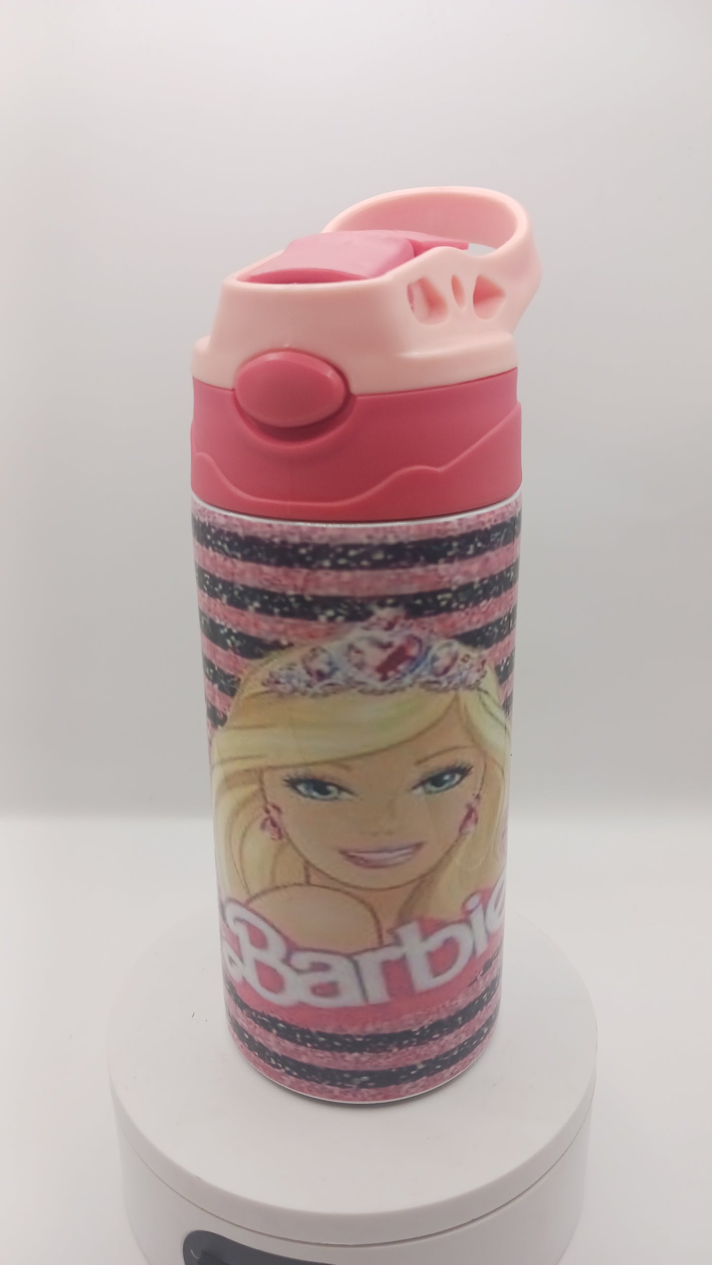 Pink girl doll kids water bottle