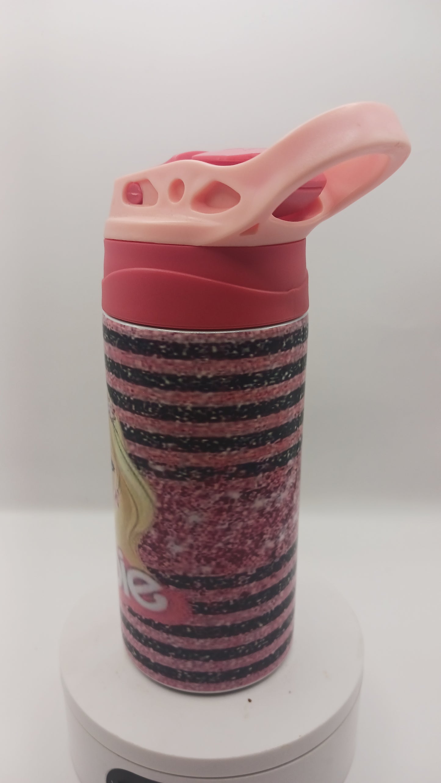 Pink girl doll kids water bottle