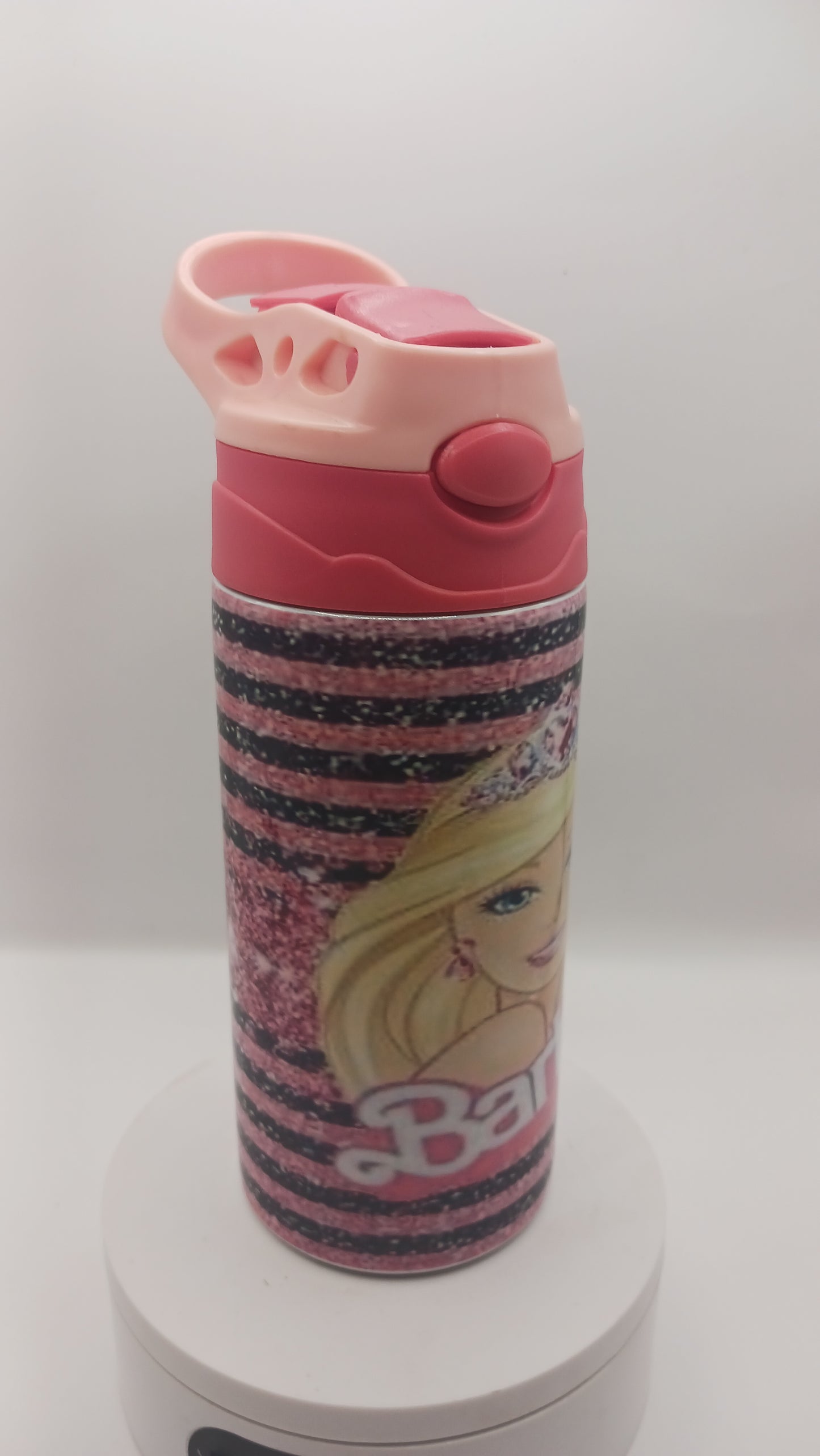 Pink girl doll kids water bottle