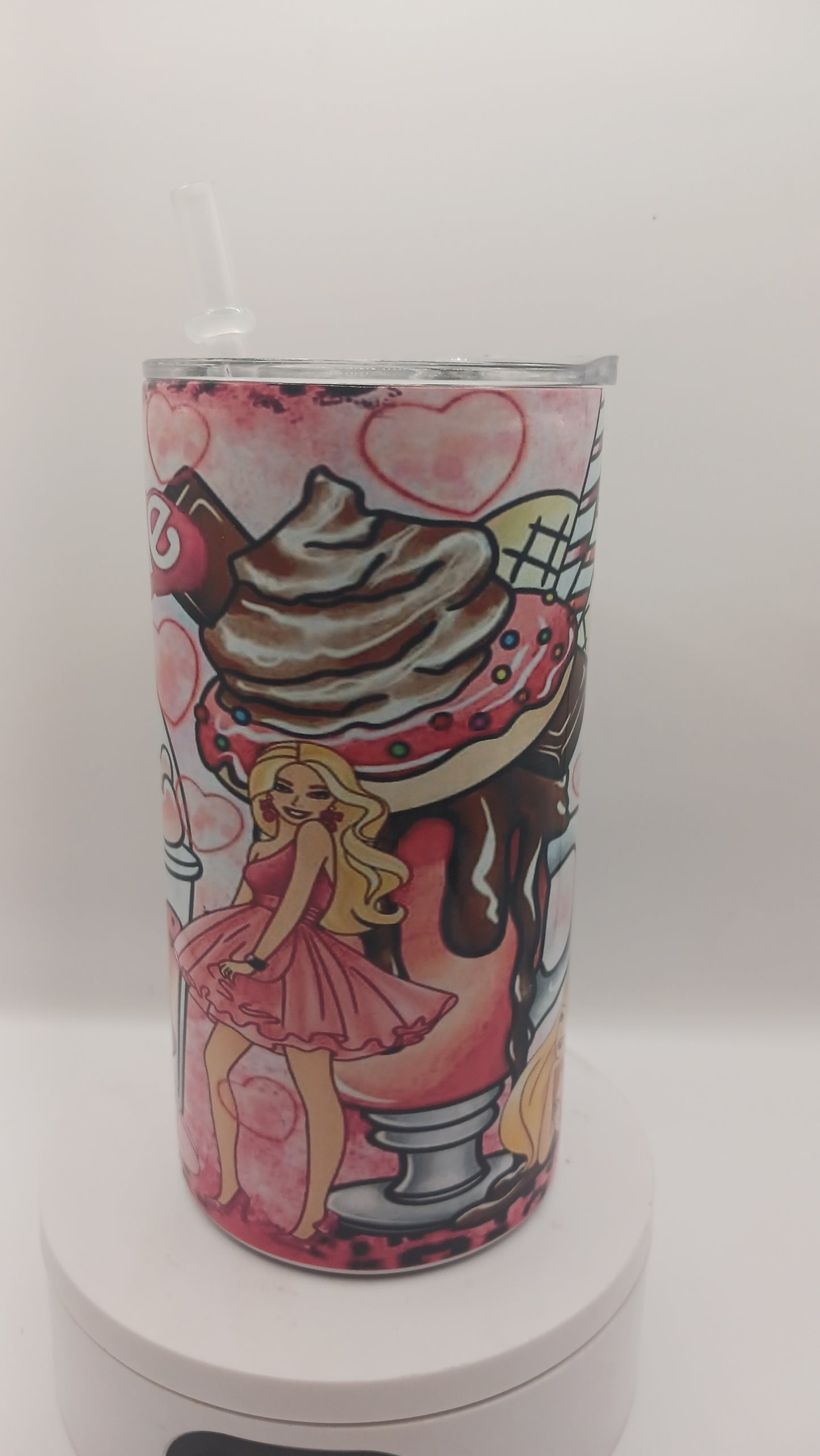 Pink girl doll 12 oz tumbler