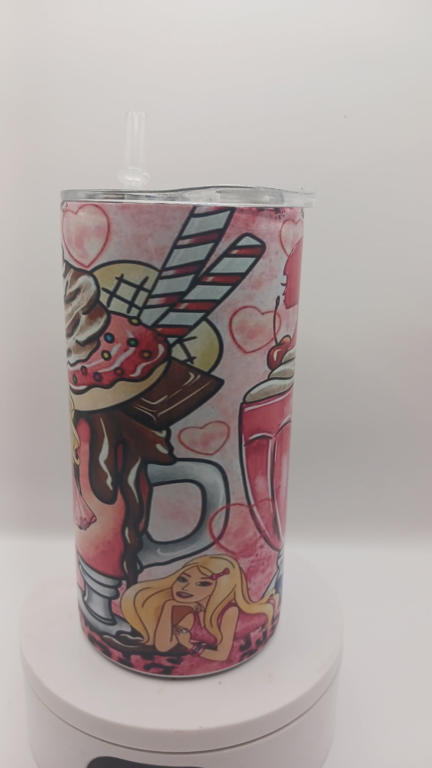 Pink girl doll 12 oz tumbler