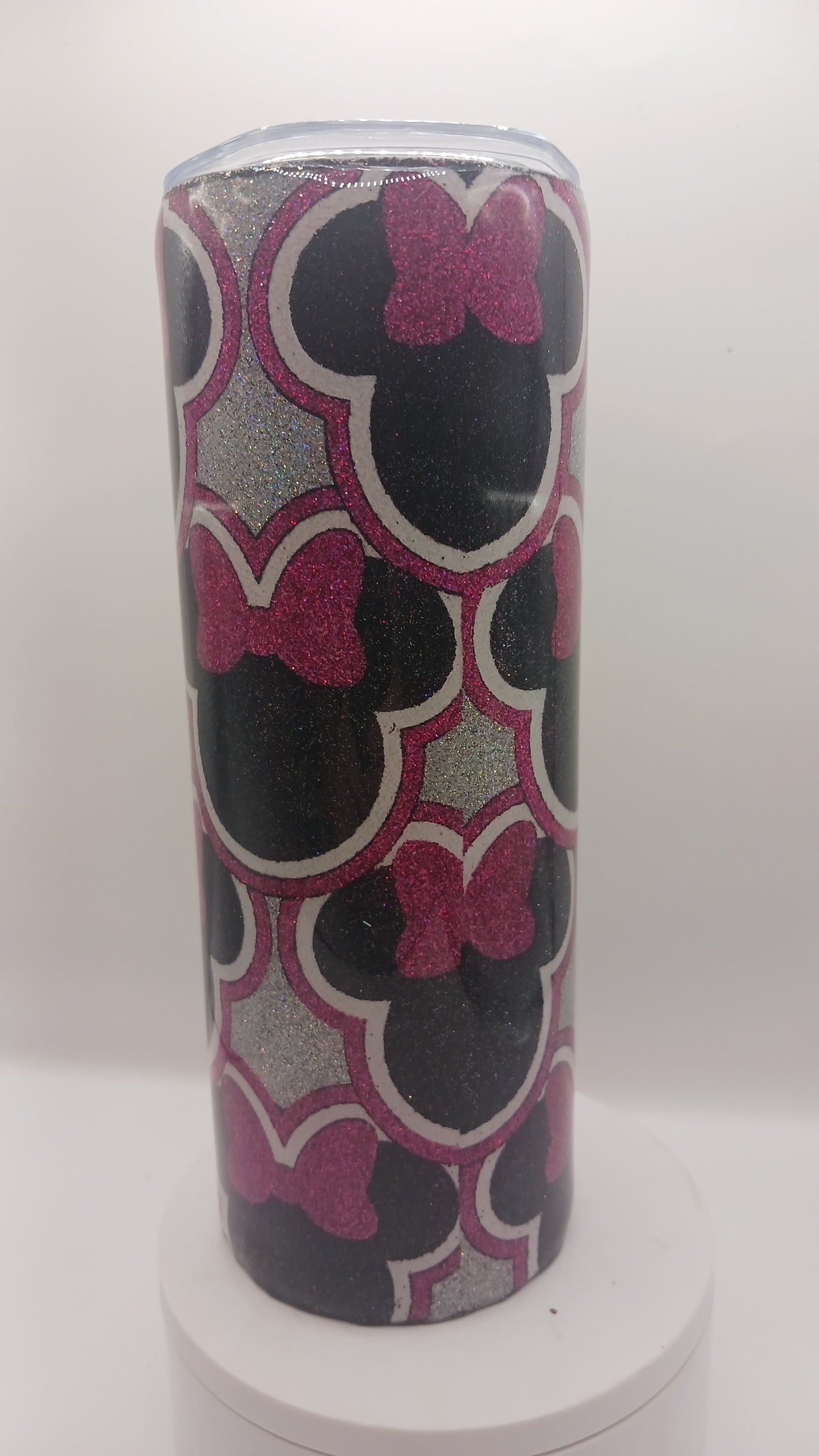 Mouse with bow glitter epoxy 20 oz tumbler