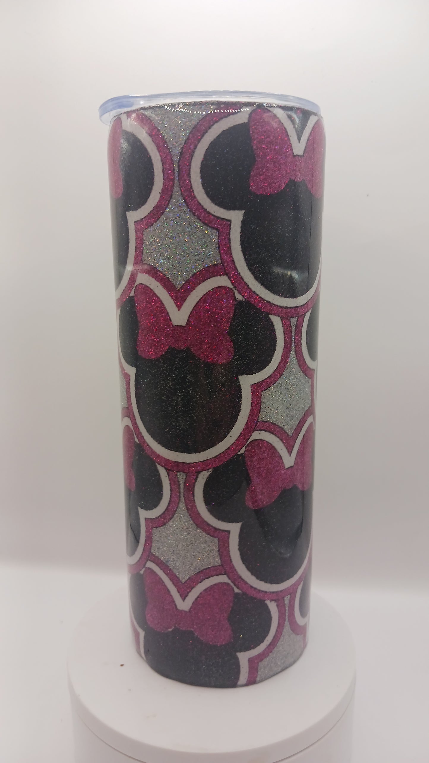 Mouse with bow glitter epoxy 20 oz tumbler