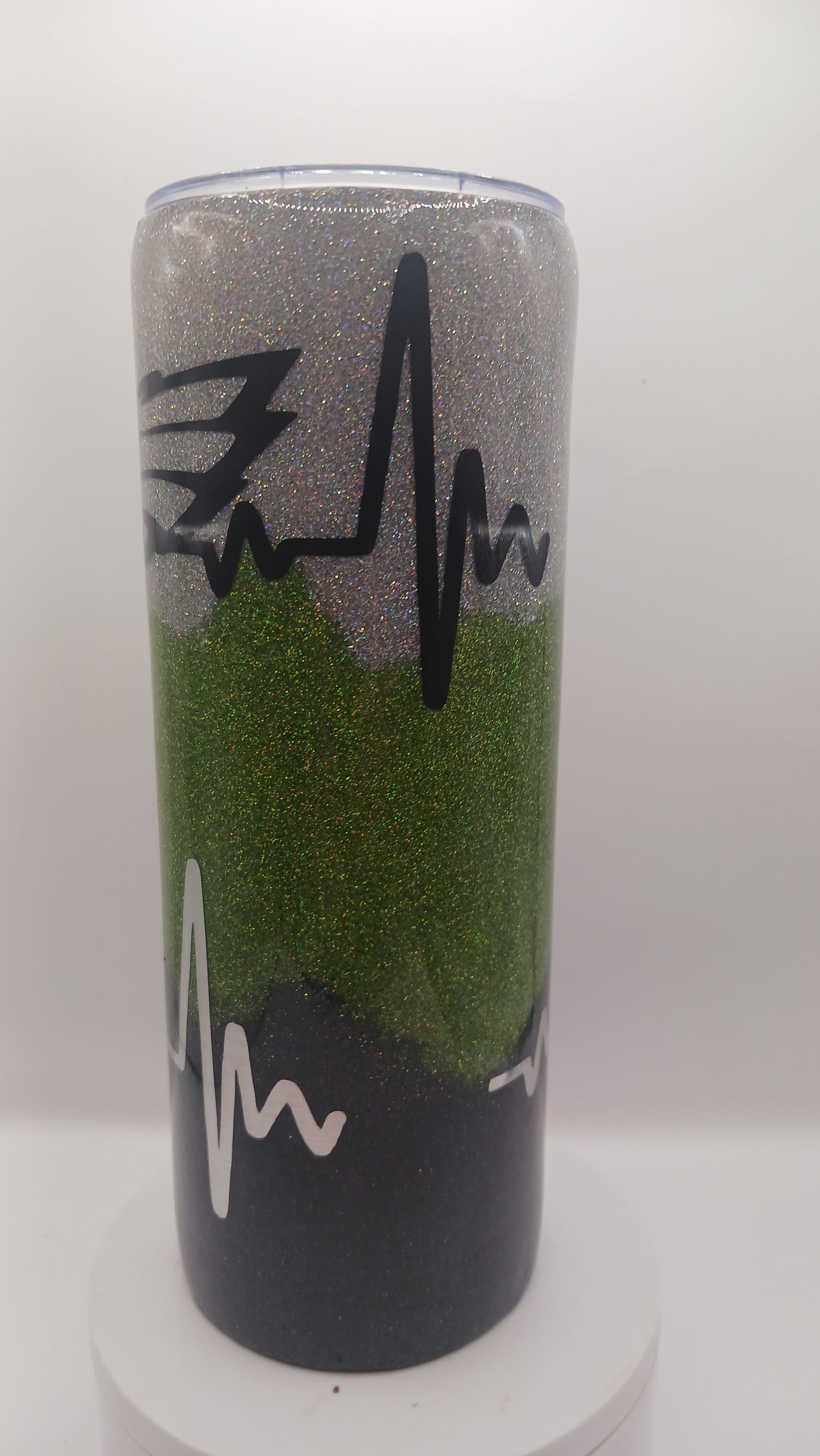 Team green bird glitter epoxy 20 oz tumbler