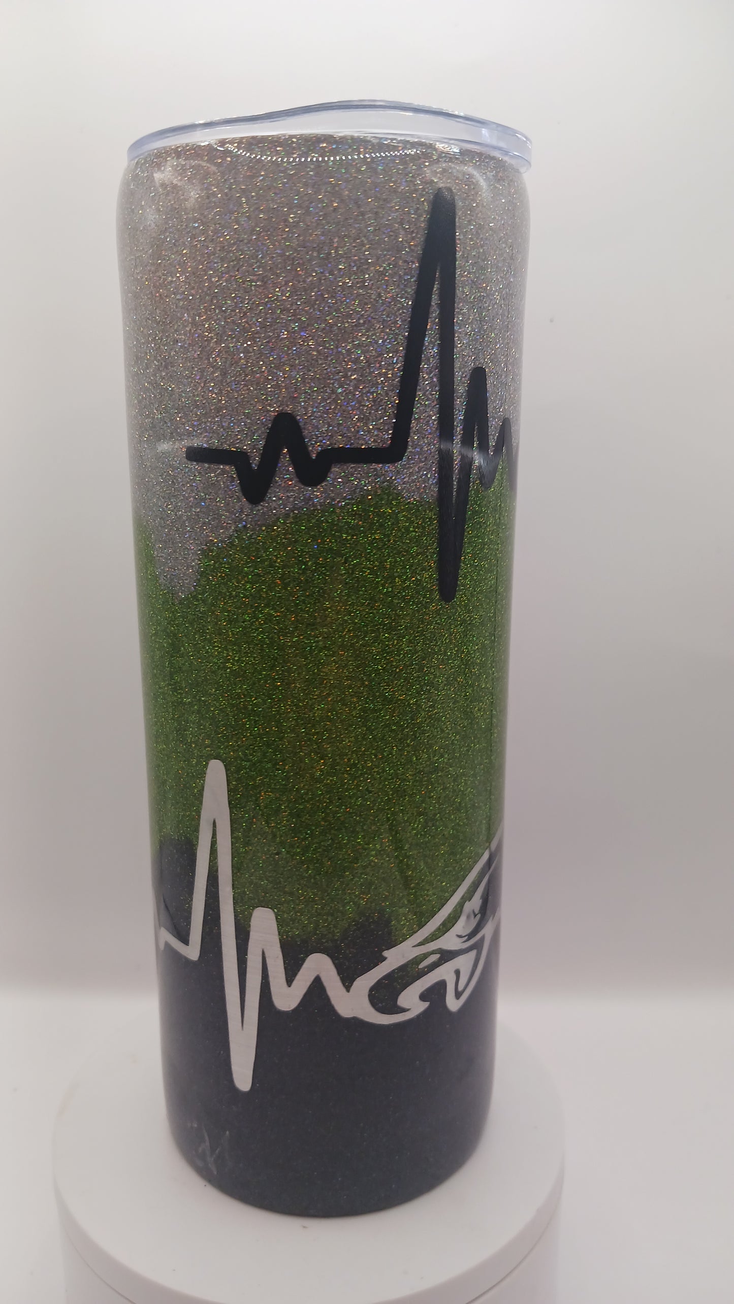 Team green bird glitter epoxy 20 oz tumbler