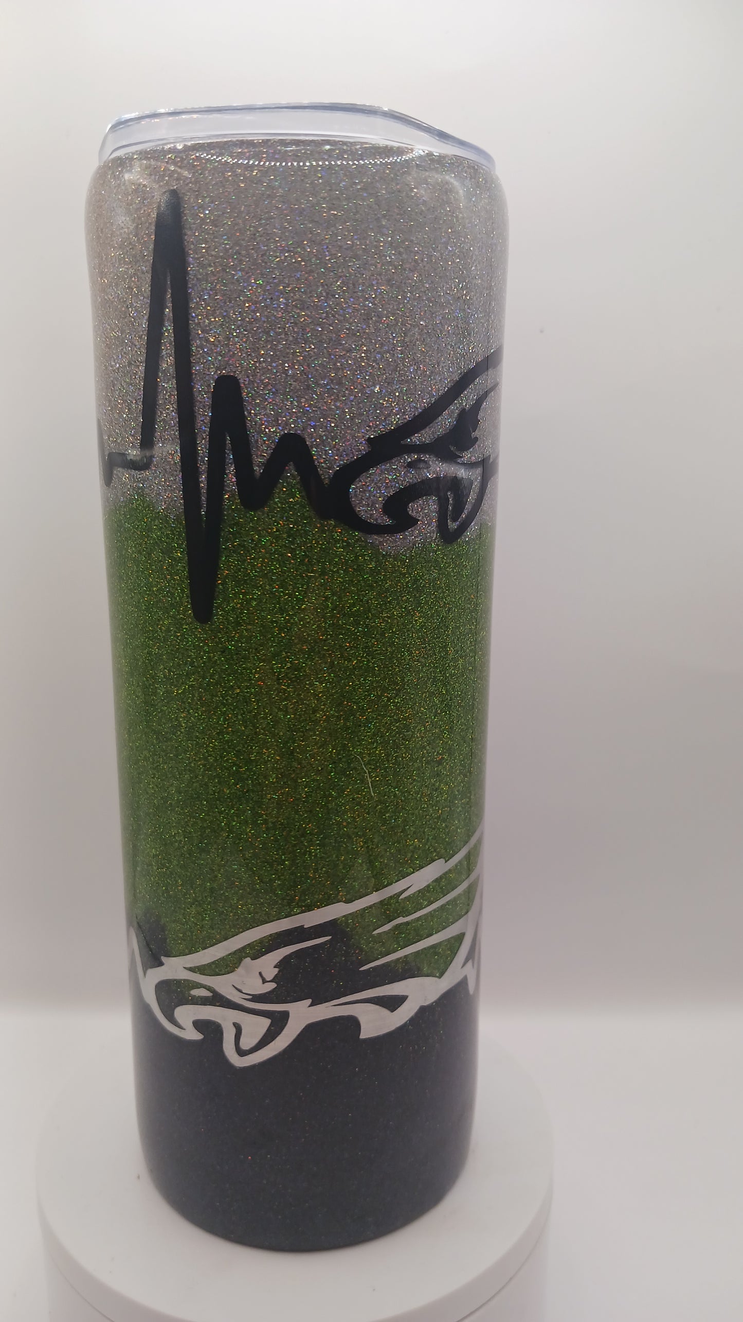 Team green bird glitter epoxy 20 oz tumbler