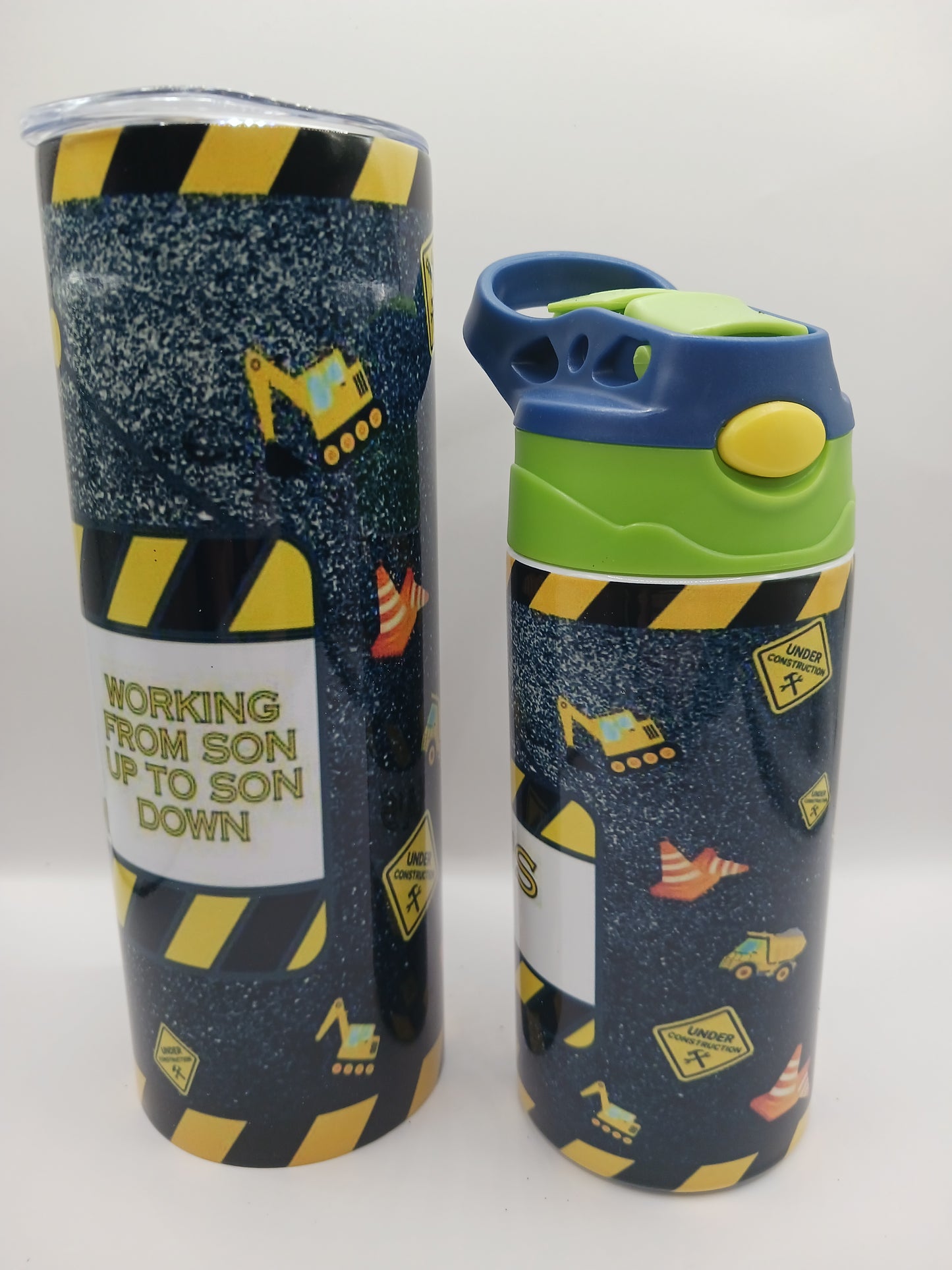 Boy mom construction tumbler set