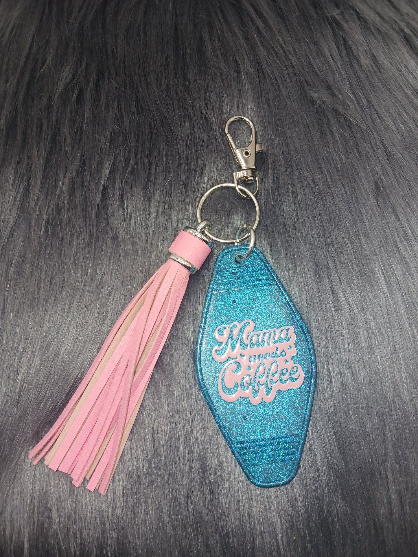 Mama needs coffee keychain with tassel