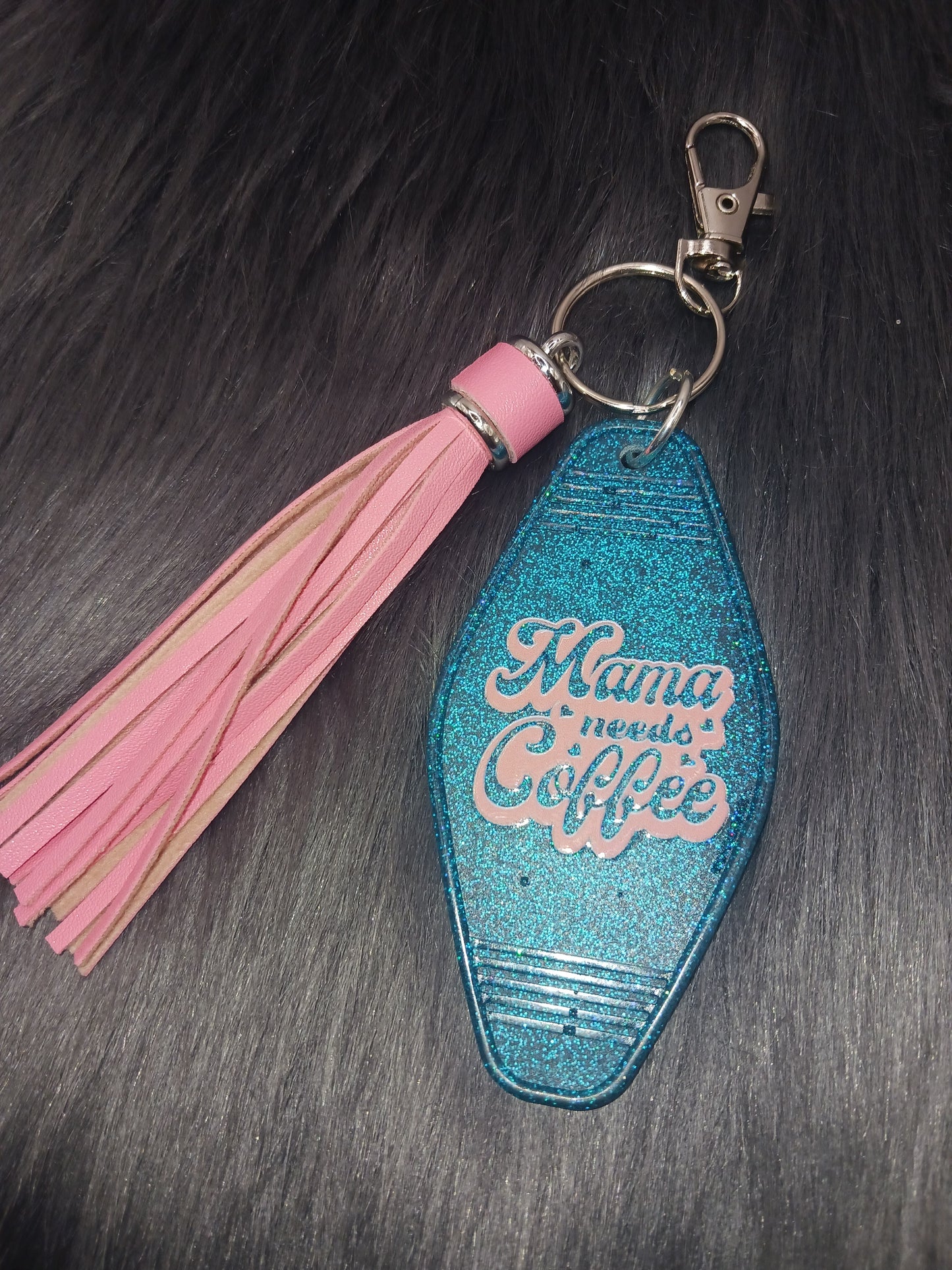 Mama needs coffee keychain with tassel