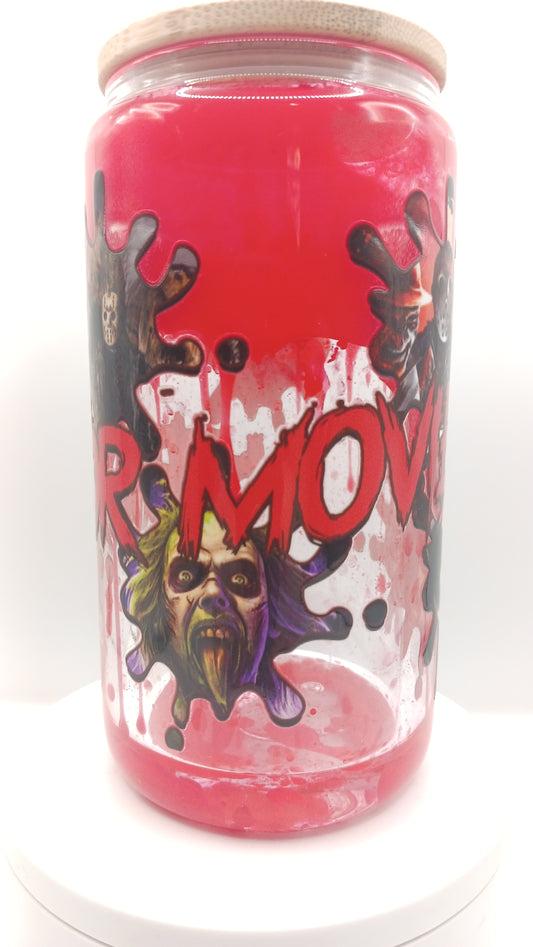 16 oz glass snowglobe horror blood drip effect