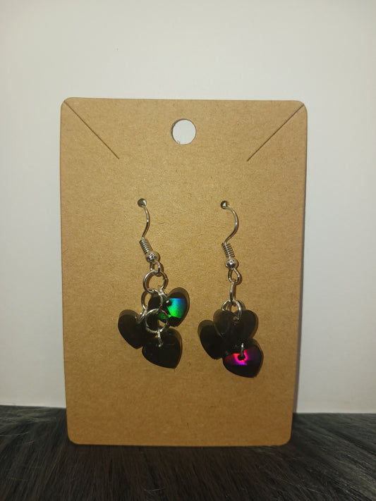 Triple heart dangly earrings