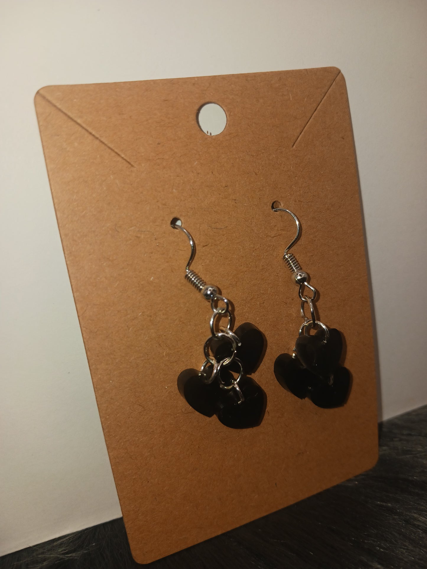 Triple heart dangly earrings