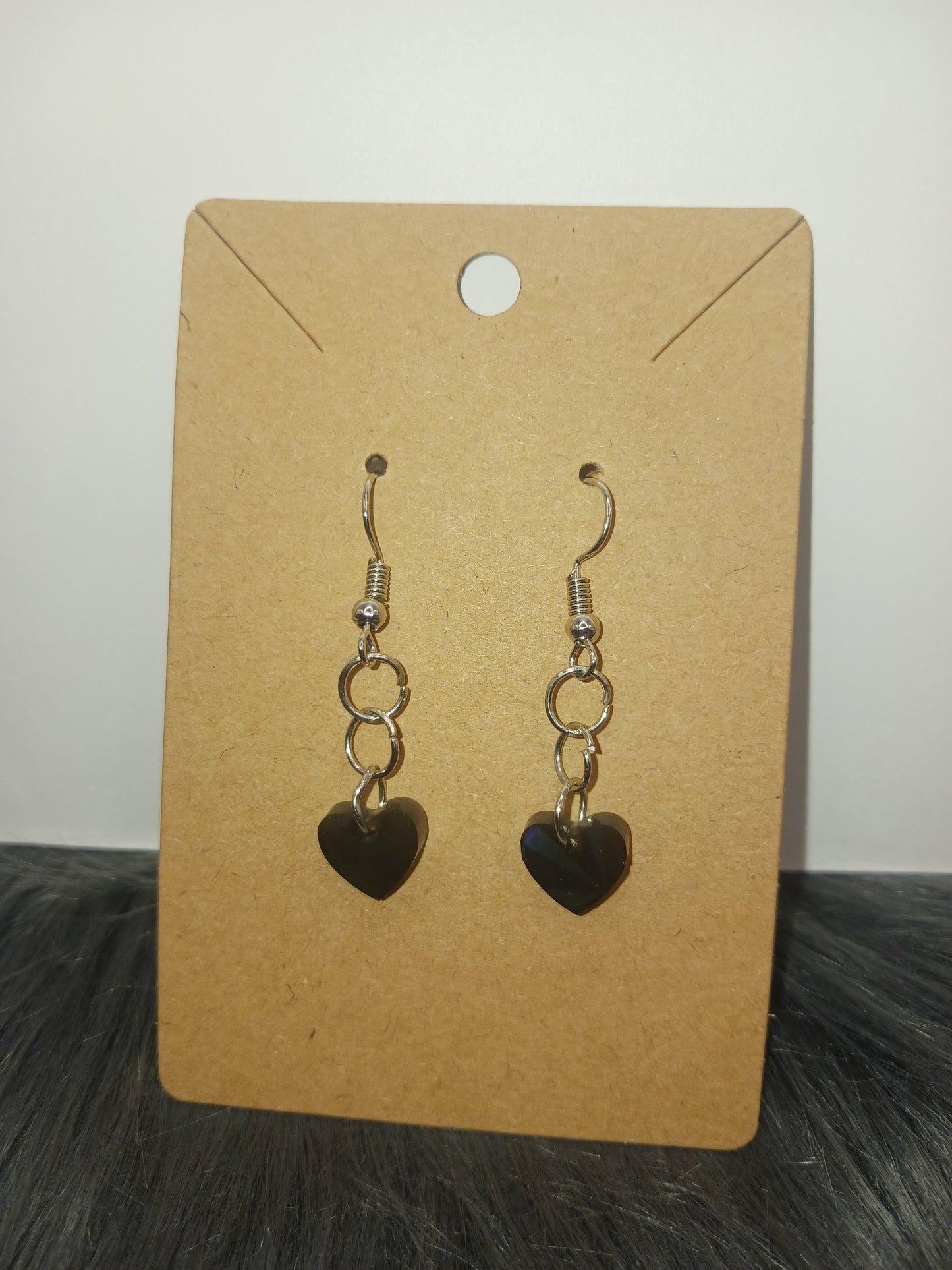 Single Holo heart handmade dangle earrings