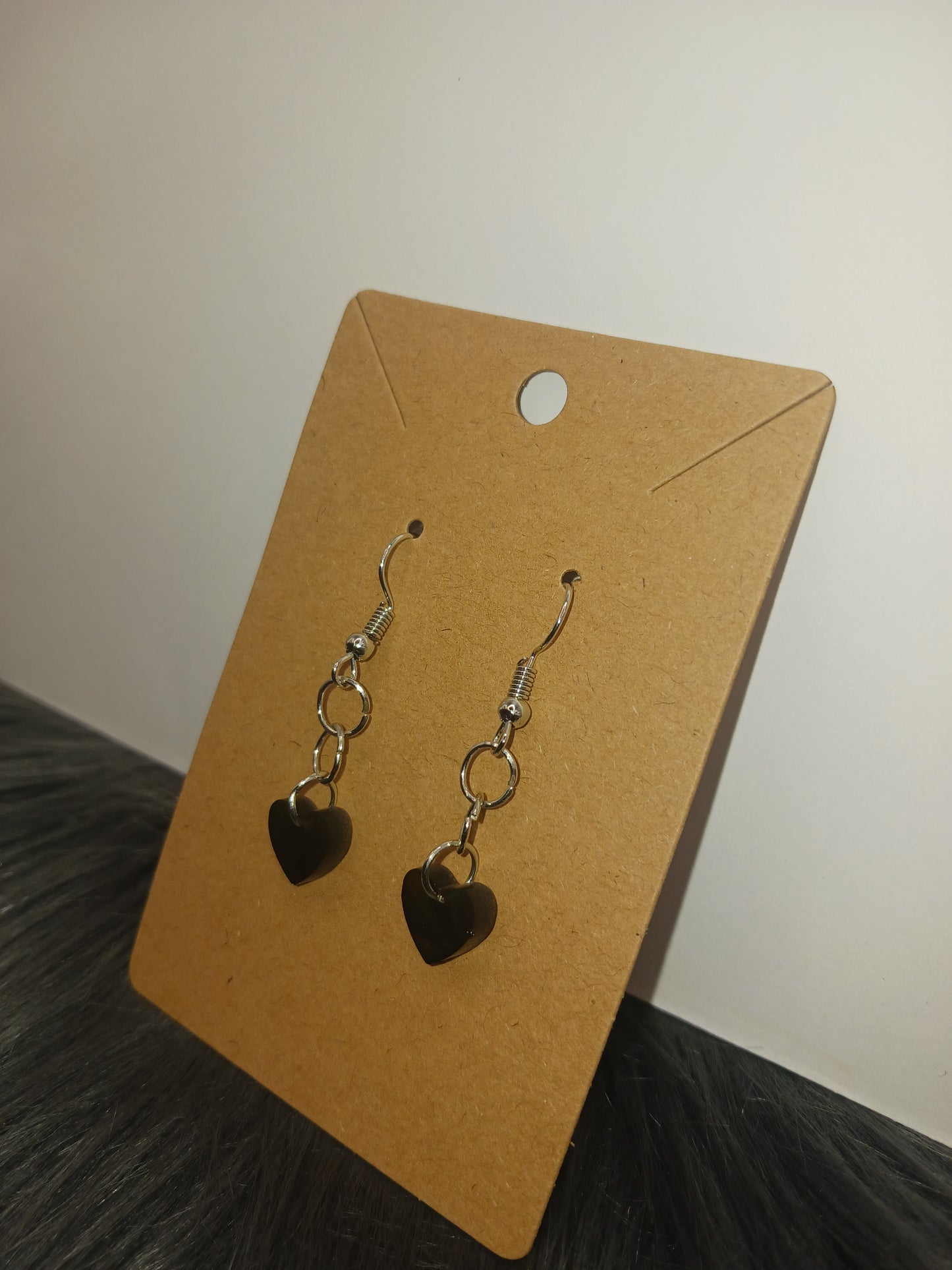 Single Holo heart handmade dangle earrings