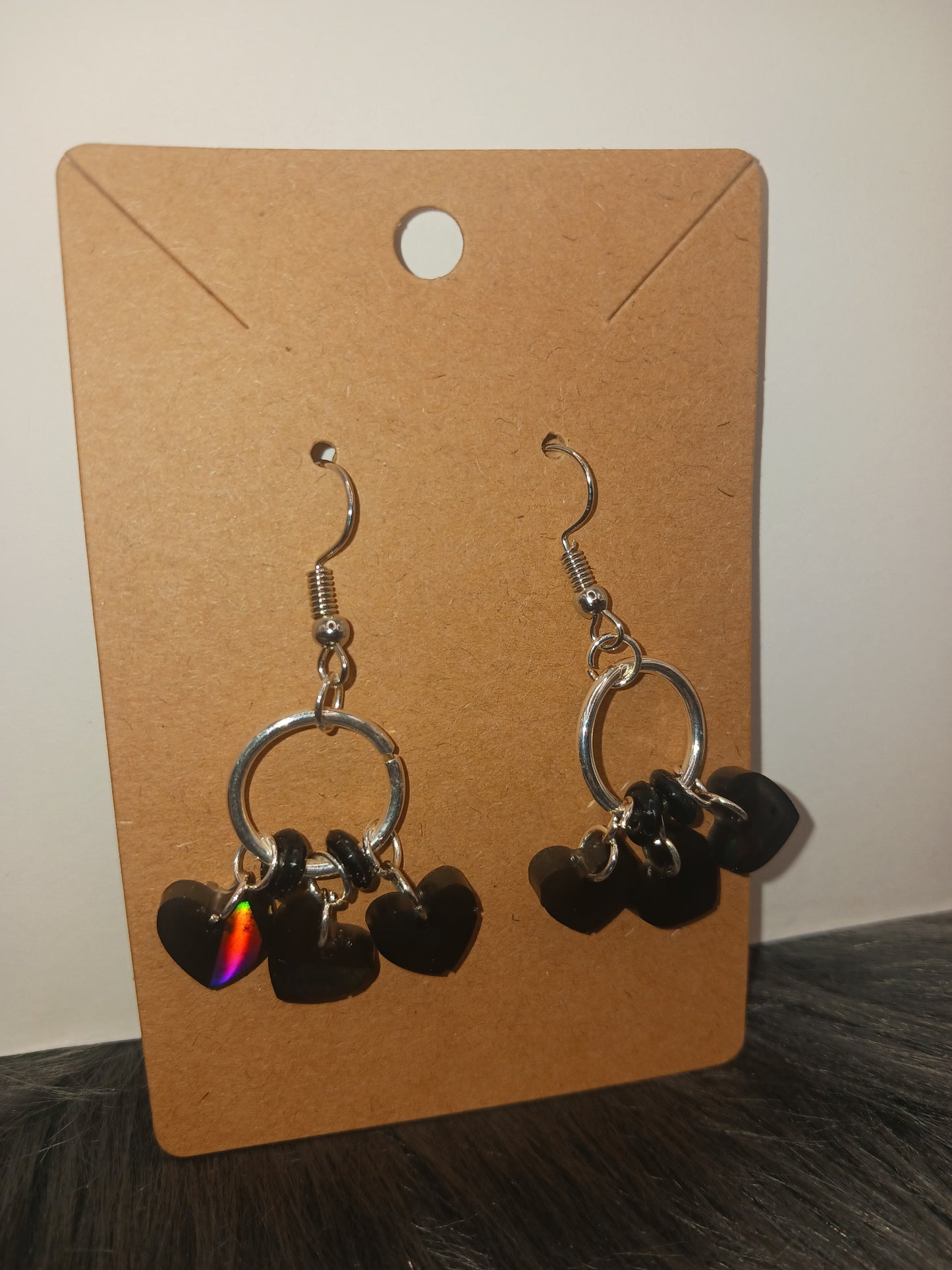 Tri-heart dangle handmade earrings