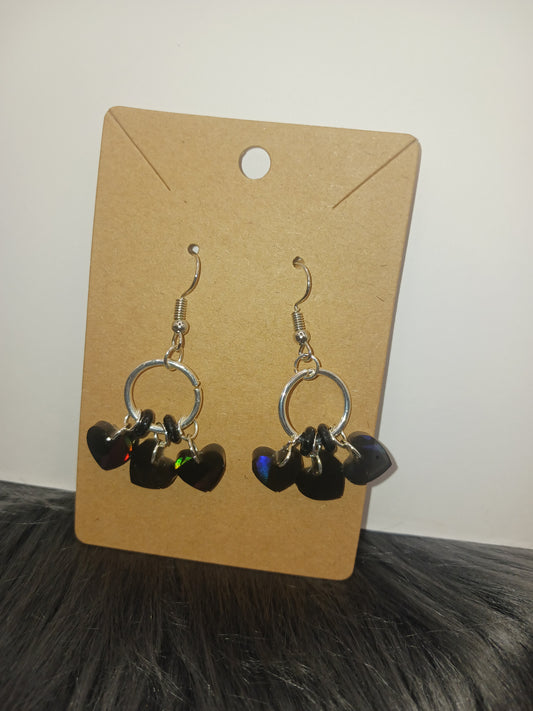 Tri-heart dangle handmade earrings