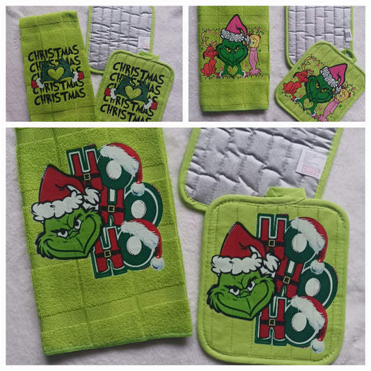 Kitchen towel and 2 pot holder Christmas sets