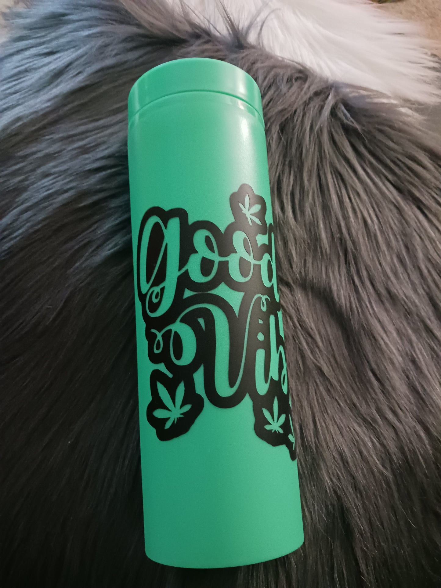 Good vibes green 16 oz plastic cold drink tumbler