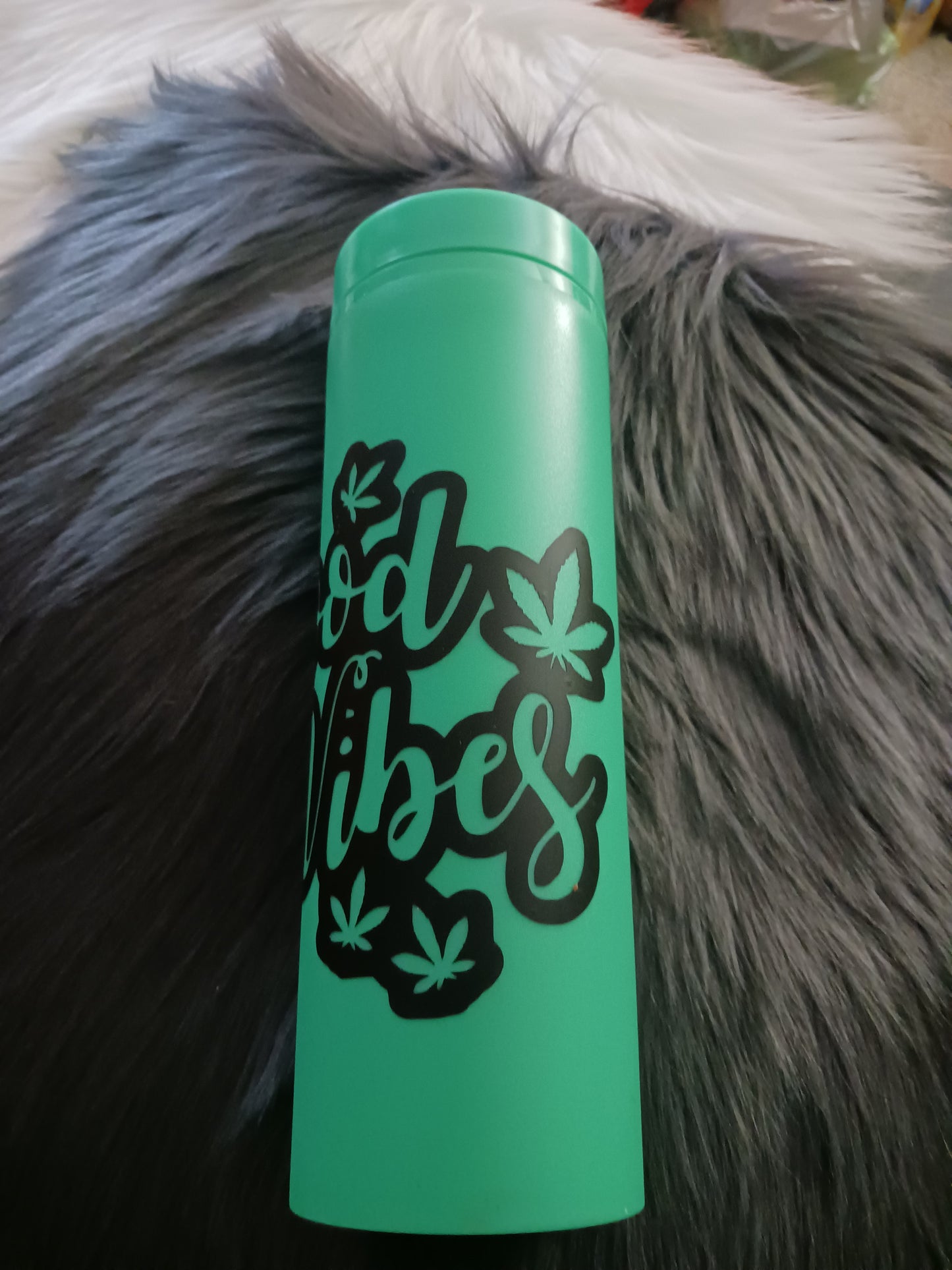 Good vibes green 16 oz plastic cold drink tumbler