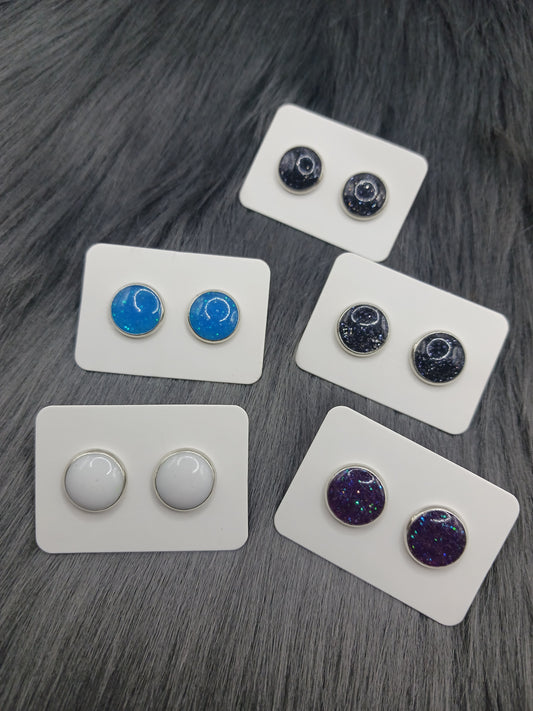 Handmade 10 mm silver bezel stud earrings