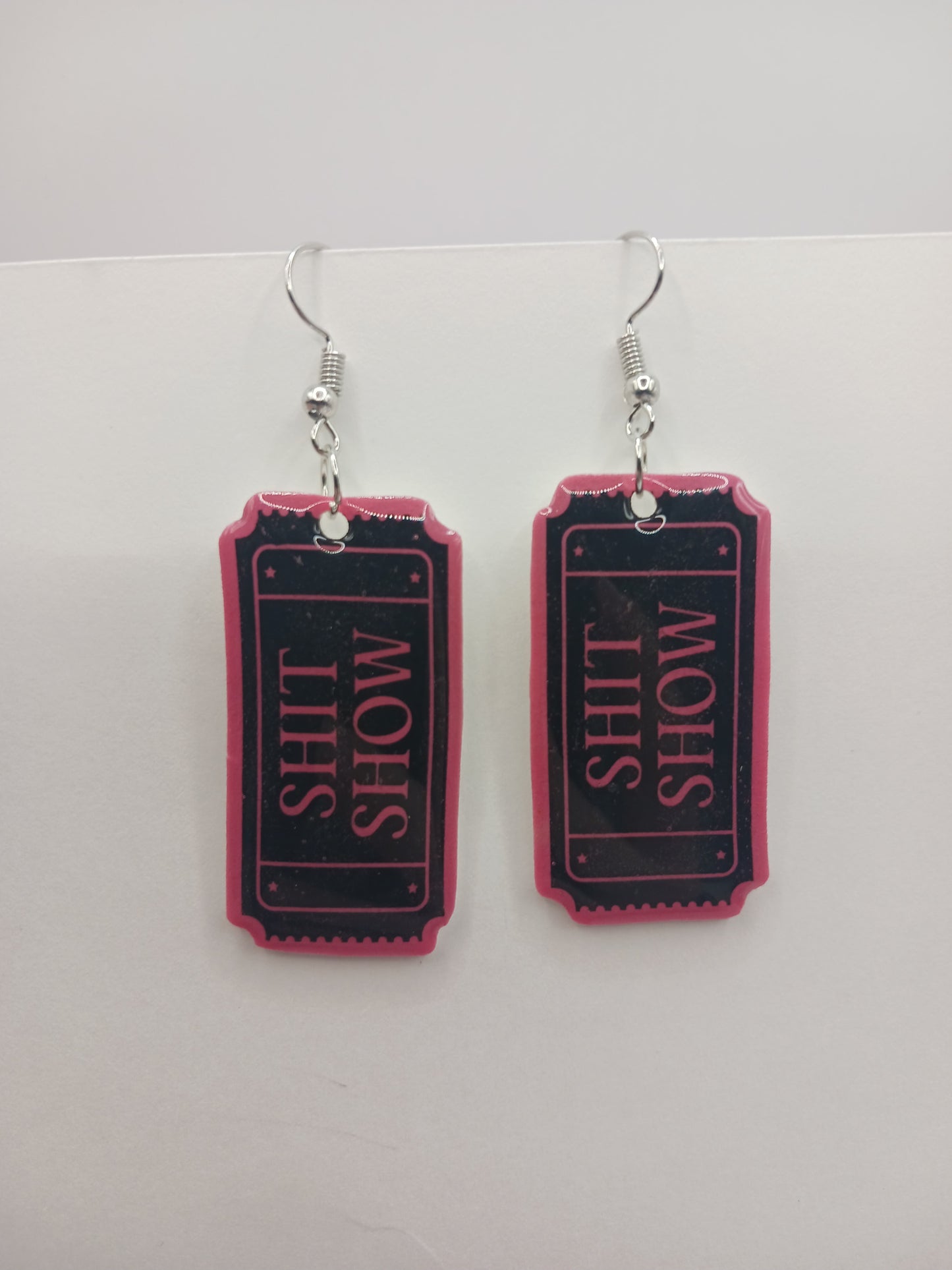 Sh*t show ticket dangle earrings