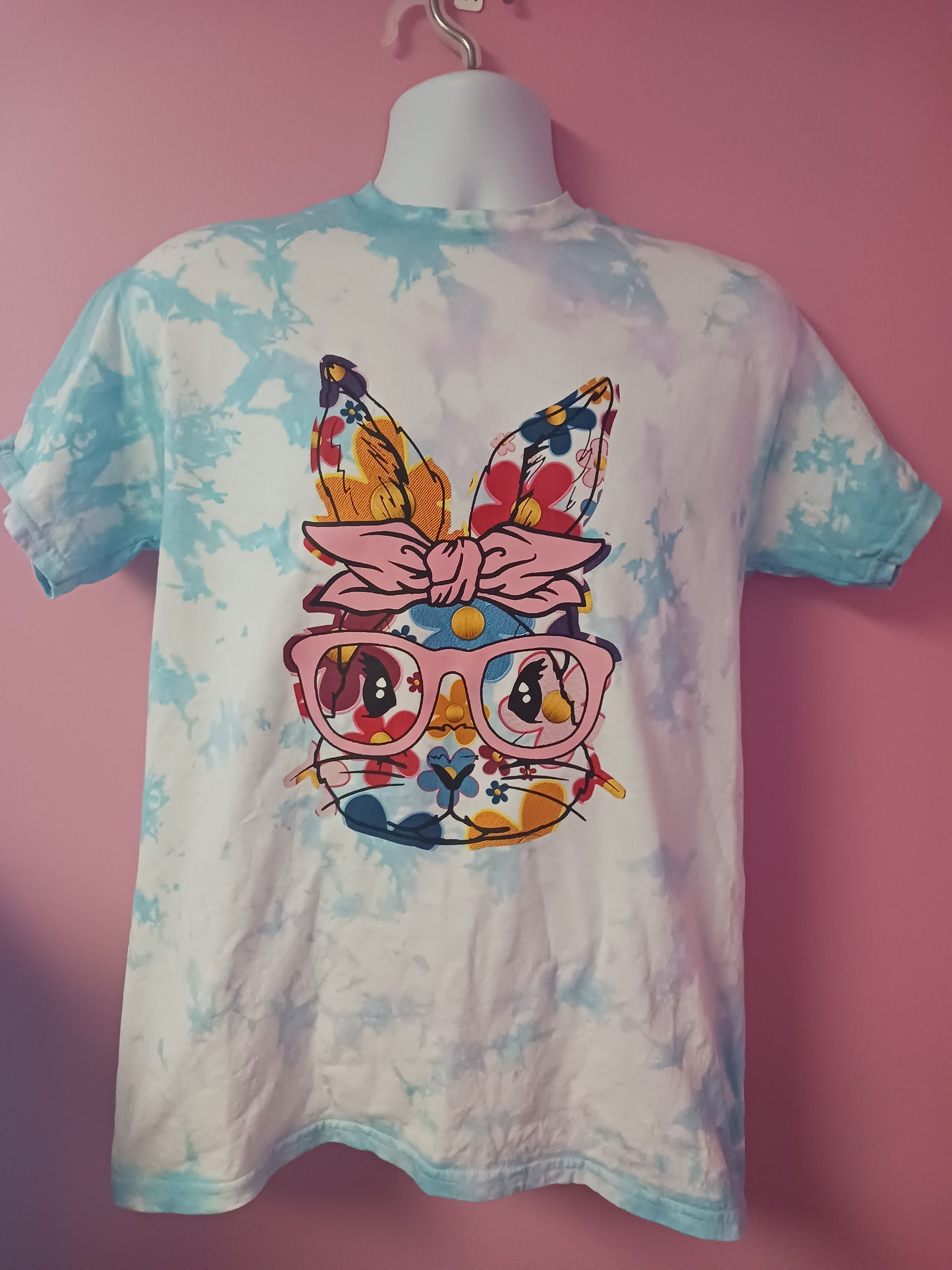 Tye dye faux embroidery bunny T-shirt