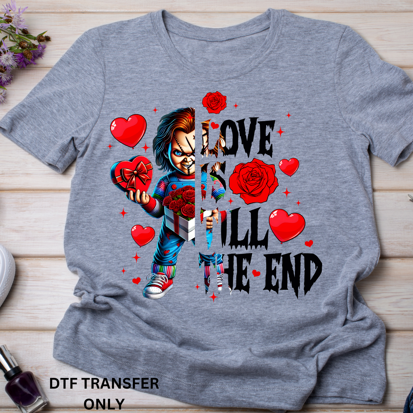 Red heart horror valentine DTF transfers