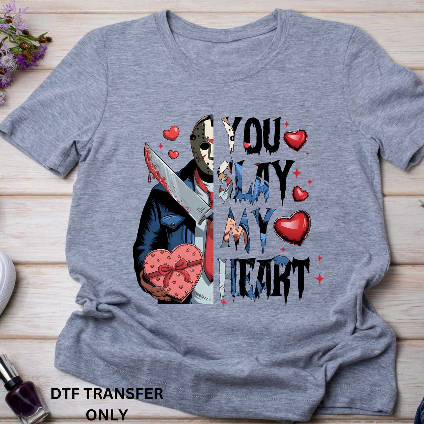 Red heart horror valentine DTF transfers