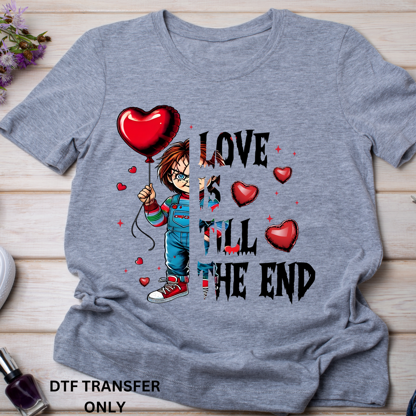 Red heart horror valentine DTF transfers