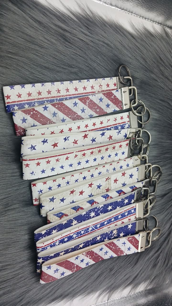 12 red white and blue faux leather wristlets