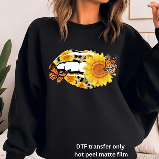 sunflower lips DTF transfer