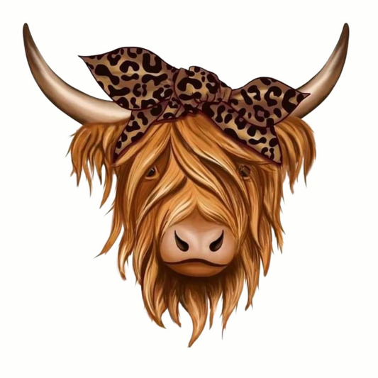 Leopard bow highland cow Ready to press DTF transfer
