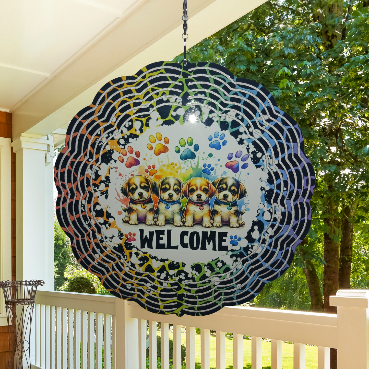 Welcome puppies 10" wind spinner