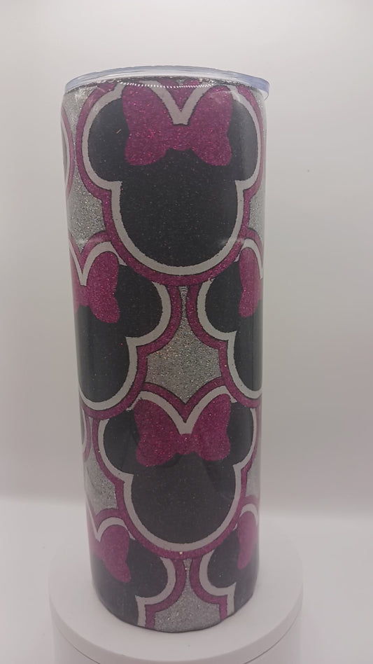 Mouse with bow glitter epoxy 20 oz tumbler