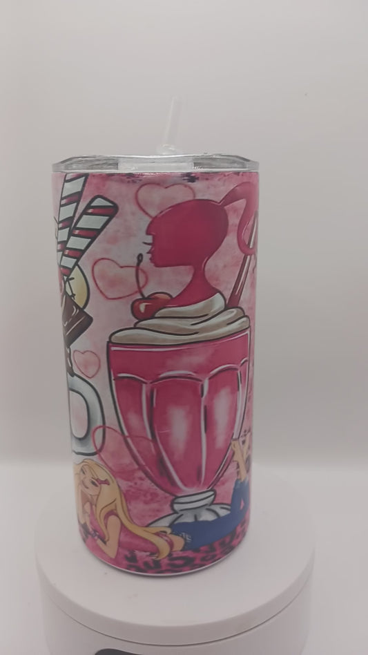 Pink girl doll 12 oz tumbler