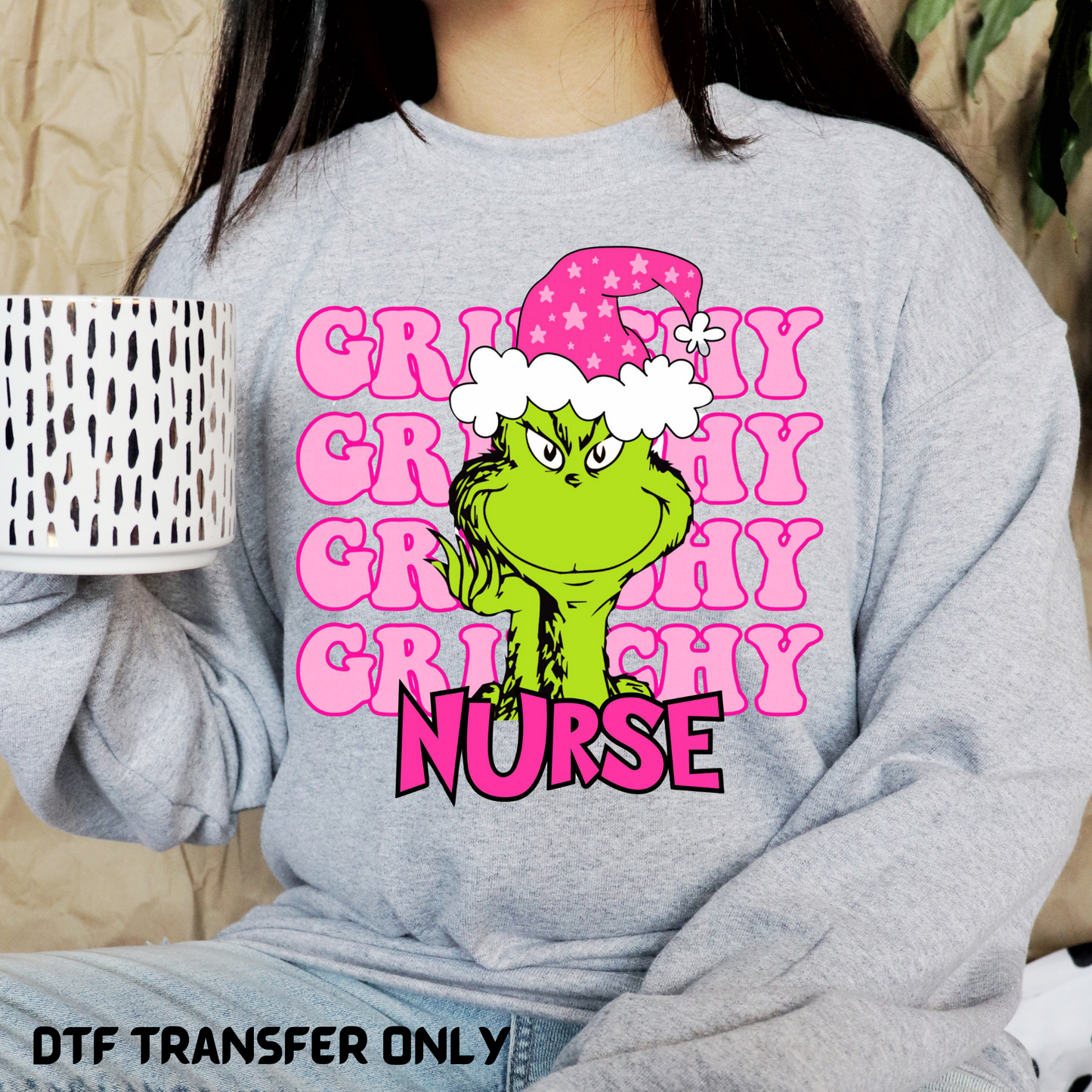 Greenchy nurse Christmas DTF transfer