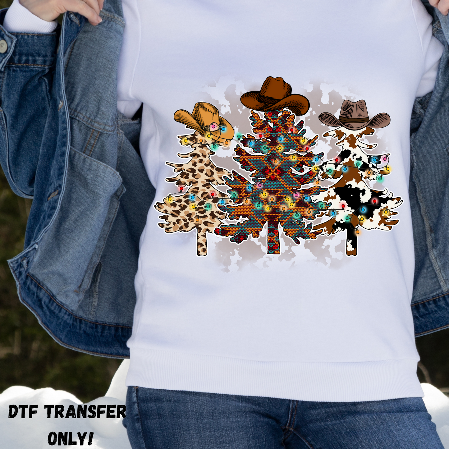 Cowboy hat watercolor trees DTF transfer