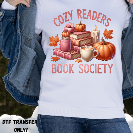 Cozy readers book society DTF transfer