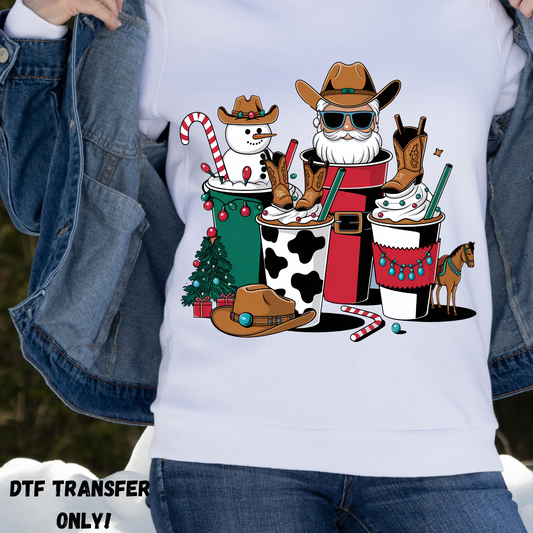 Western 4 cup design DTF transfer