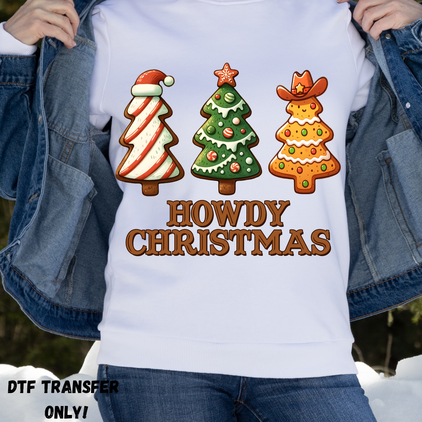 Howdy Xmas 3 trees DTF transfer