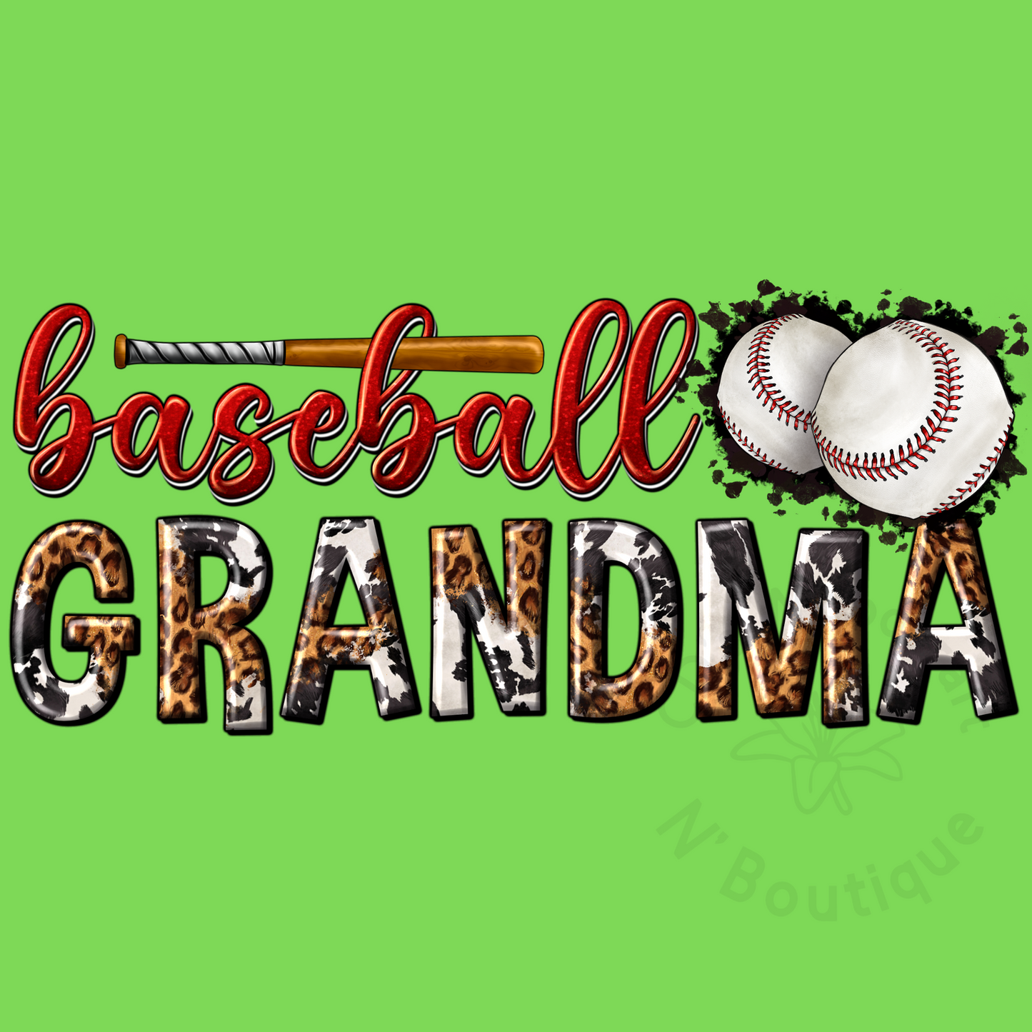 Baseball Grandma DTF transfer