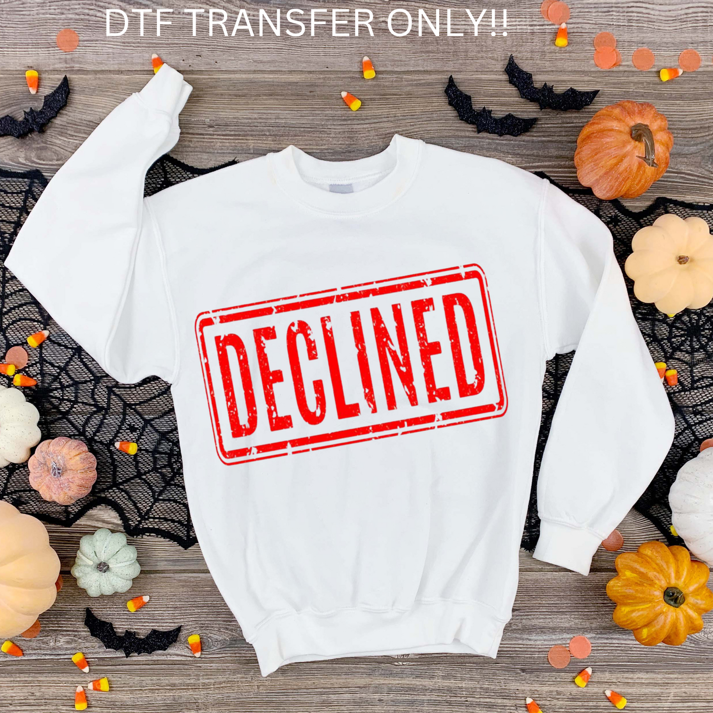 Declined stamp DTF transfer