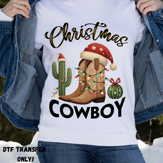 Christmas cowboy DTF transfer